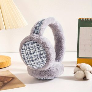 Cozy Plush Ear Warmer Headband for Women - Foldable, Windproof Earmuffs with Soft Velvet Lining, Perfect for Cycling & Outdoor Activities