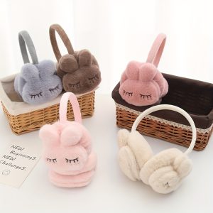 1pc Cute Rabbit Plush Earmuffs for Women - Soft Polyester Ear Warmers, Non-Textile Stretch, Hand-Washable Cartoon Style Outdoor Earmuffs