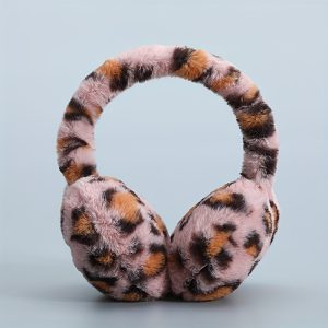 1pc Foldable Earmuffs For Men, Winter Warm Windproof Prevent Freezing Earmuffs, Removable Leopard Plush