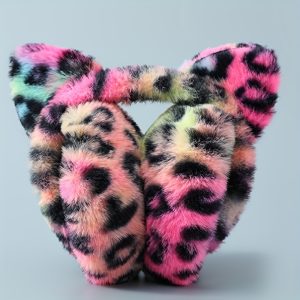 Foldable Cat Leopard Earmuffs, Men And Women Winter Warm Windproof Plush Ear Bag