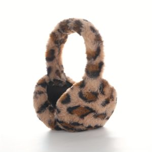 Women's Leopard Print Earmuffs, Polyester, Machine Washable, One Size Fits All, Woven, Multi-Color Warm Ear Protectors for Winter Outfits