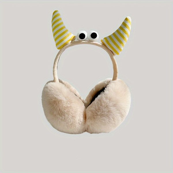 Cartoon Faux Fur Earmuffs - Foldable Ear Warmers Hand Washable, Woven Winter Windproof Ear Protectors with Cute Animal Design