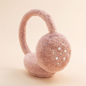 Cute Plush Earmuffs Solid Color Ear Warmer With Faux Pearl Decor, Thick Coldproof Comfortable Earmuffs For Women