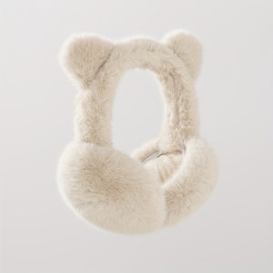 Women's Cute Furry Ear-Shaped Polyester Earmuffs - Dry Clean Only, Fitted and Woven Design for Autumn and Winter Warmth (Pack of 1)