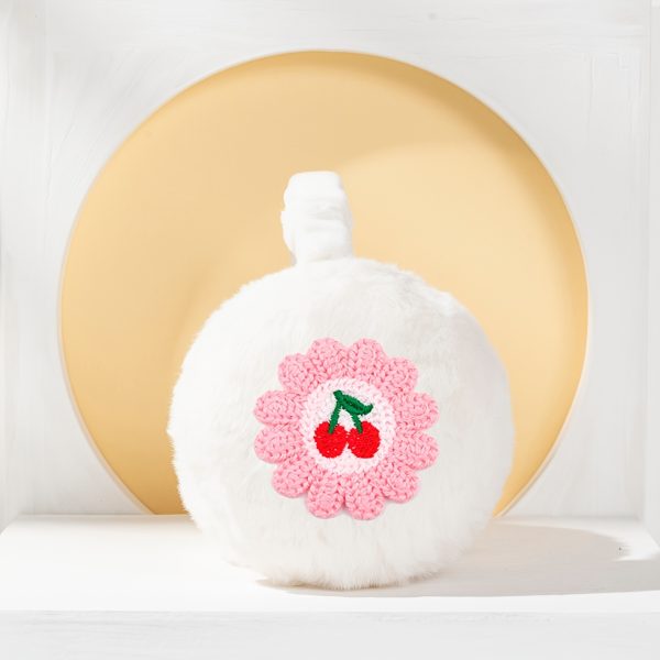 Chic Handmade Strawberry Flower Earmuffs For Women - Stretchable, Soft Polyester, Hand Wash Only - Perfect For Autumn & Winter