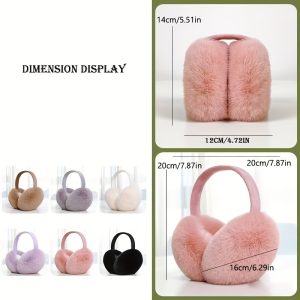 Cozy Plush Winter Earmuffs for Women - Cute, Stretchable & Foldable Ear Warmers with Knit Fabric, Dry Clean Only