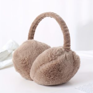 Classic Brown Plush Earmuffs Thick Cold Proof Ear Warmer Simple Soft Comfortable Earmuffs For Women