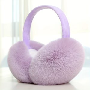 Festive Fluffy Earmuffs: Soft Faux Fur, Stretchable Design, Suitable for All-Day Wear - Available in Pink, Purple, and Beige